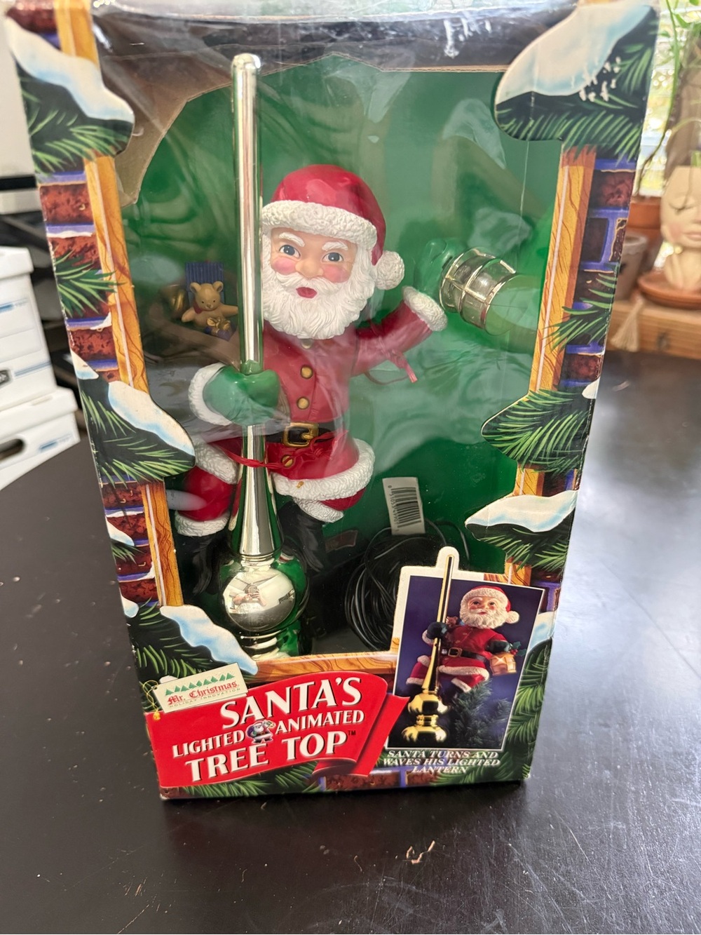 Vintage 1994 Mr. Christmas Santa Claus Lighted Animated Tree Topper Tested Works